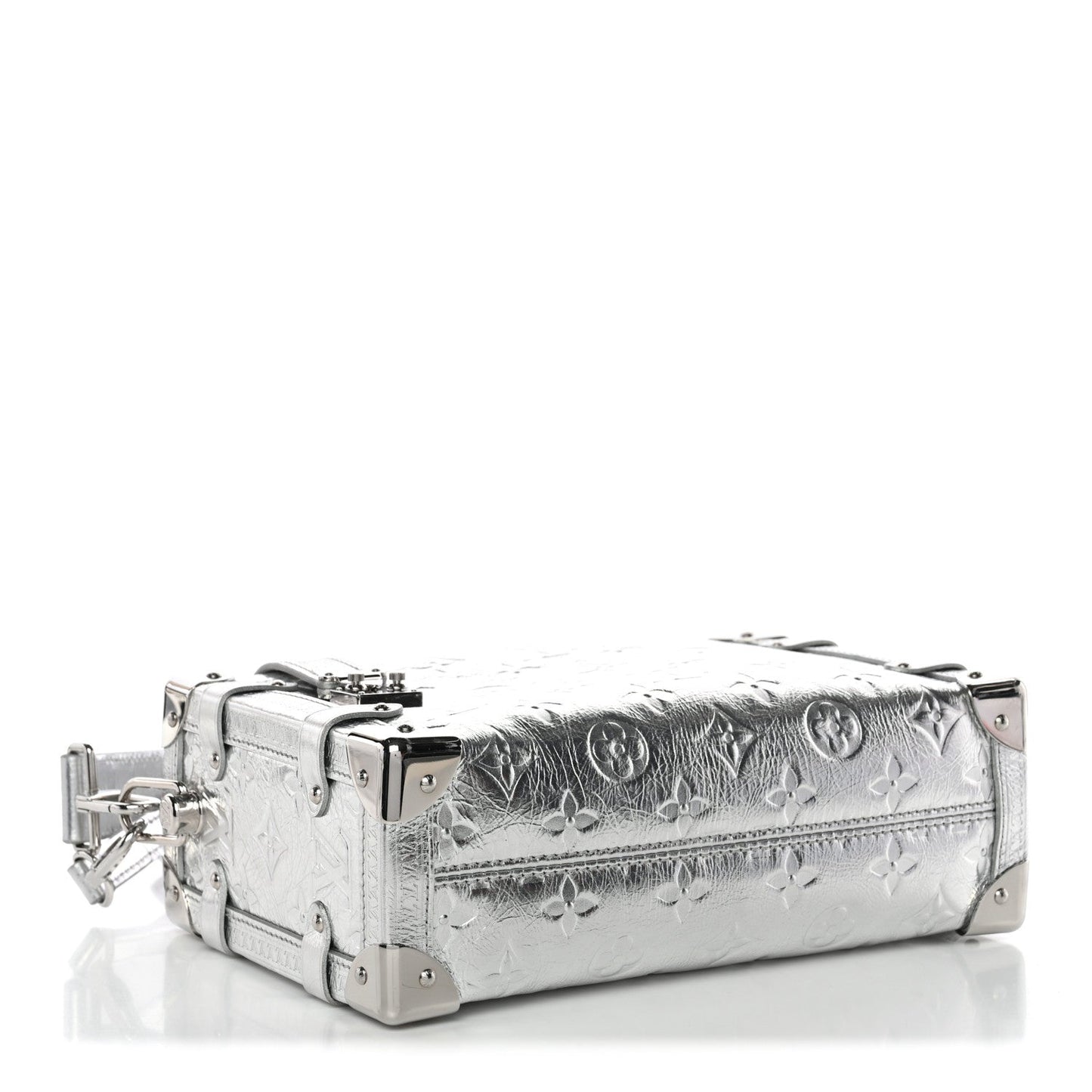 Calfskin Monogram Miroir LV Ski Side Trunk MM Silver