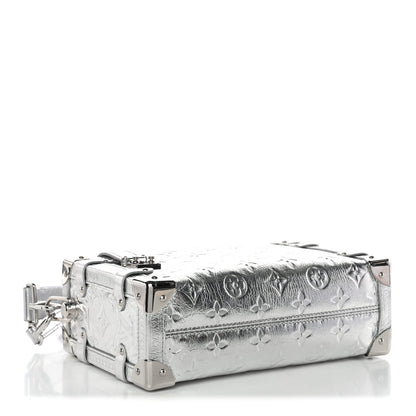 Calfskin Monogram Miroir LV Ski Side Trunk MM Silver