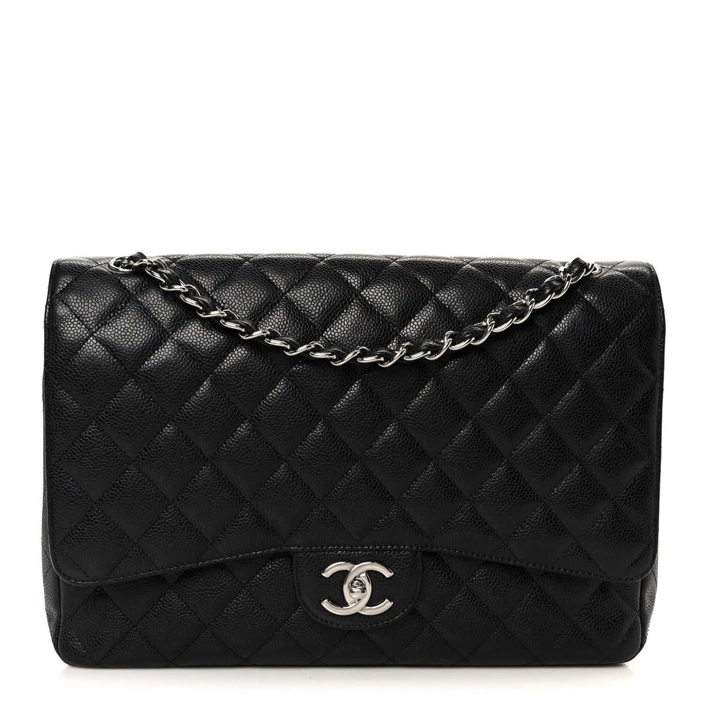 Caviar Quilted Maxi Double Flap Black