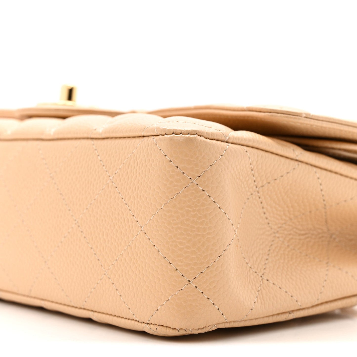 Caviar Quilted Medium Double Flap Beige Clair