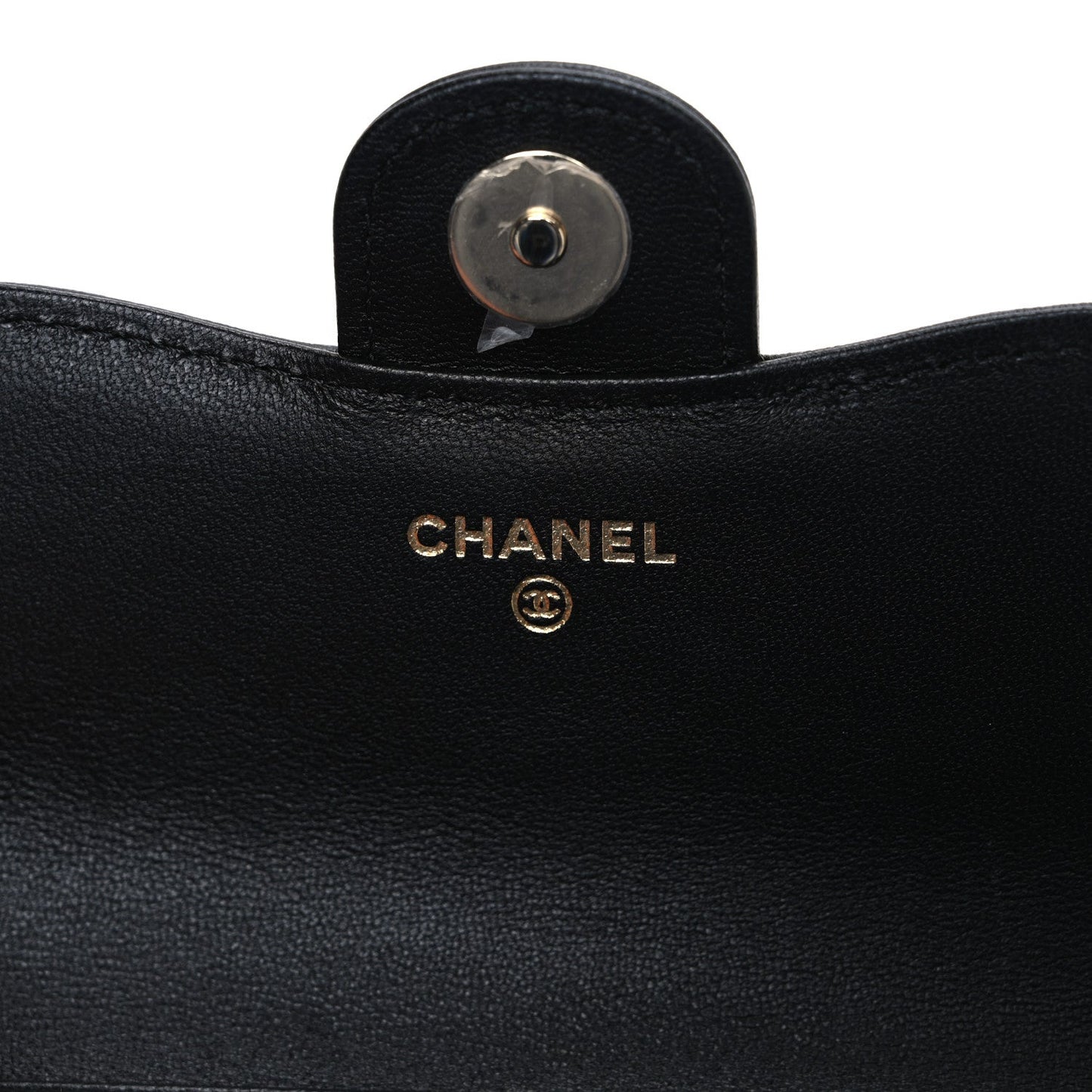 Lambskin Quilted Phone Holder Wallet With Chain Black Beige