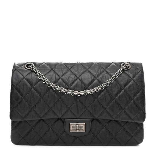 Aged Calfskin Quilted 2.55 Reissue 226 Flap Black