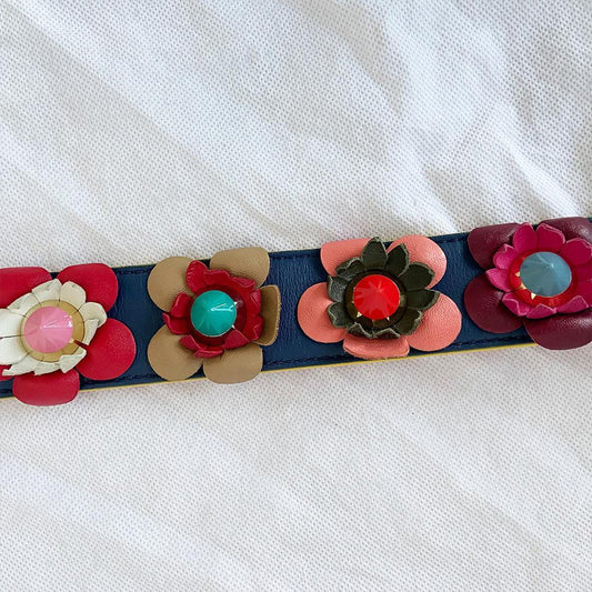 Fendi Multicolor Leather Floral applique bag strap