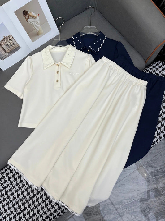 ELEGANT SET – TOP WITH FLOWY A-LINE SKIRT