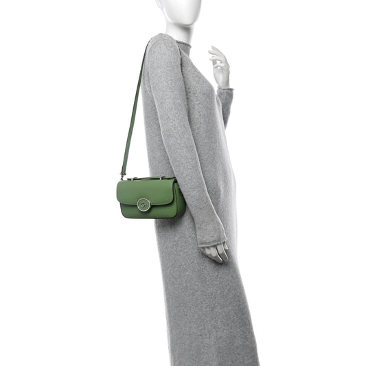 Senna Calfskin Petite GG Top Handle Shoulder Bag Green Soil Grass