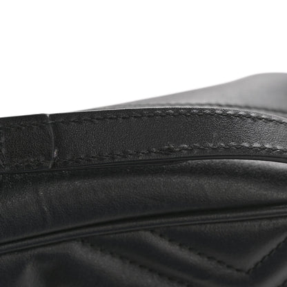 Calfskin Matelasse Small GG Marmont Chain Shoulder Bag Black