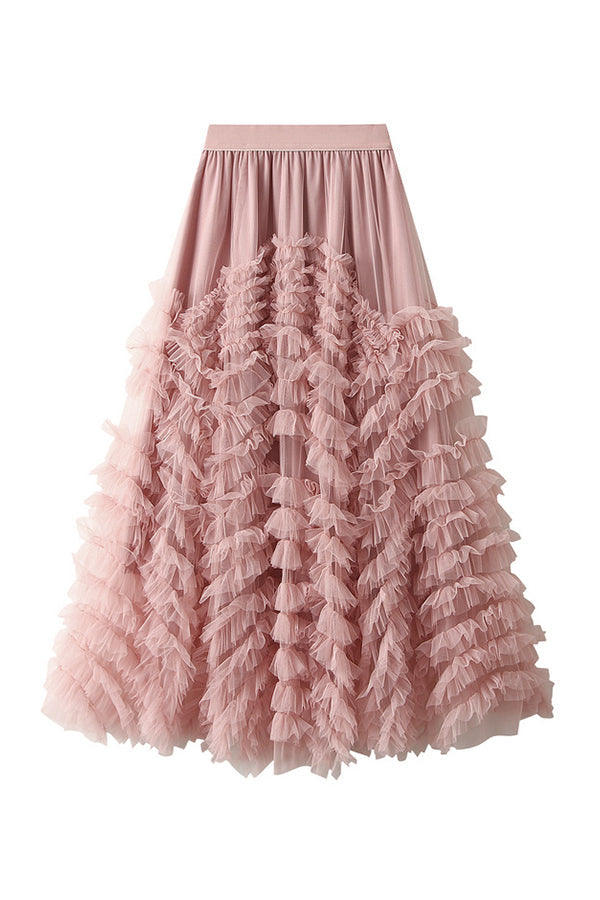 Preciosa falda pastel que adelgaza la cadera y cubre las caderas.