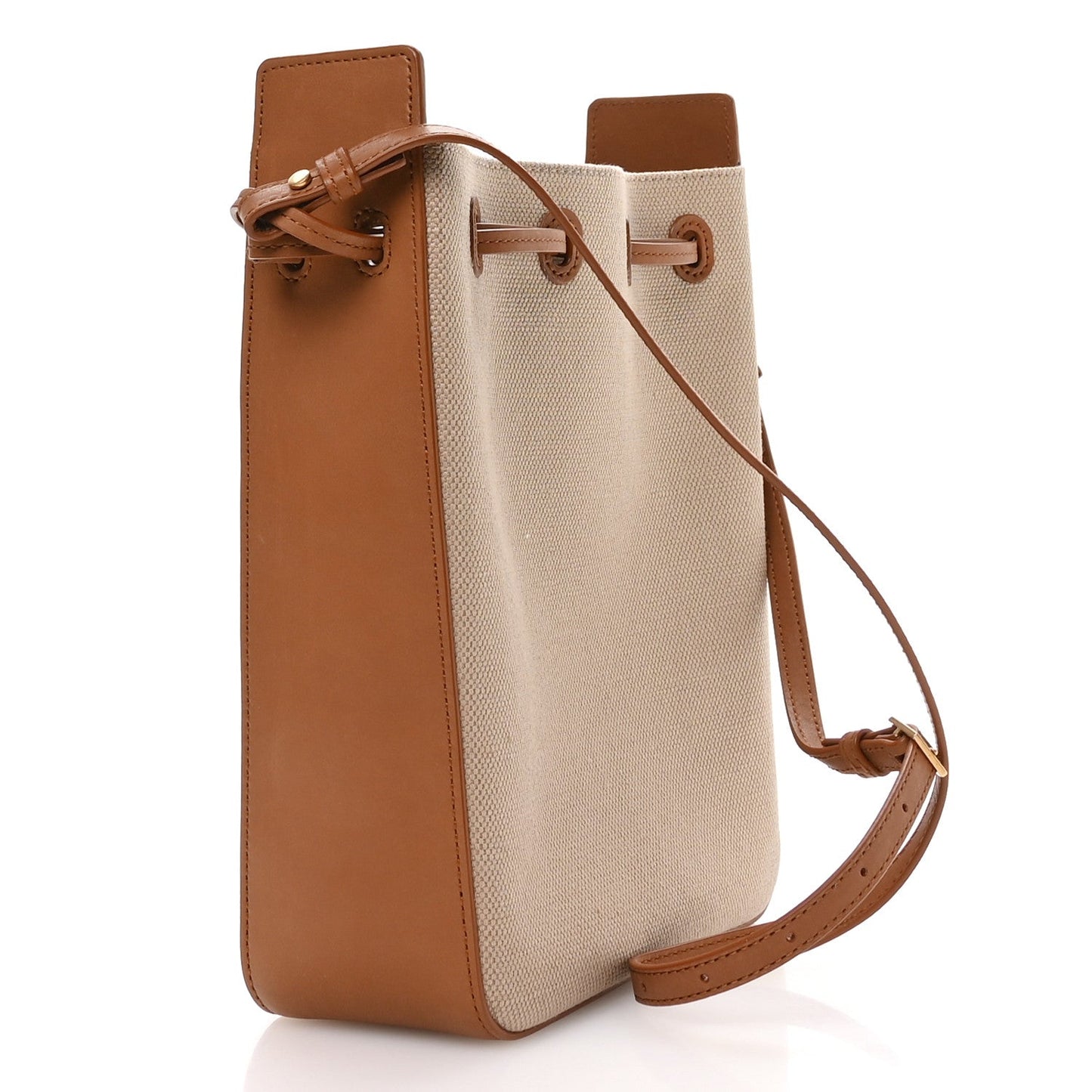 Canvas Calfskin Small Bucket Bag  Desert Dust Brick