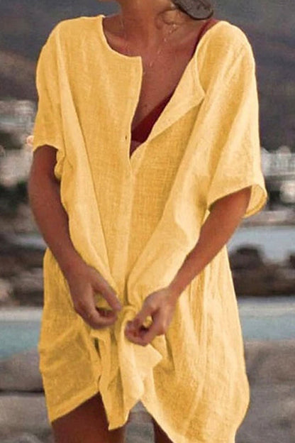 Vestidos cortos sueltos de algodón de verano Camisa casual para mujer 