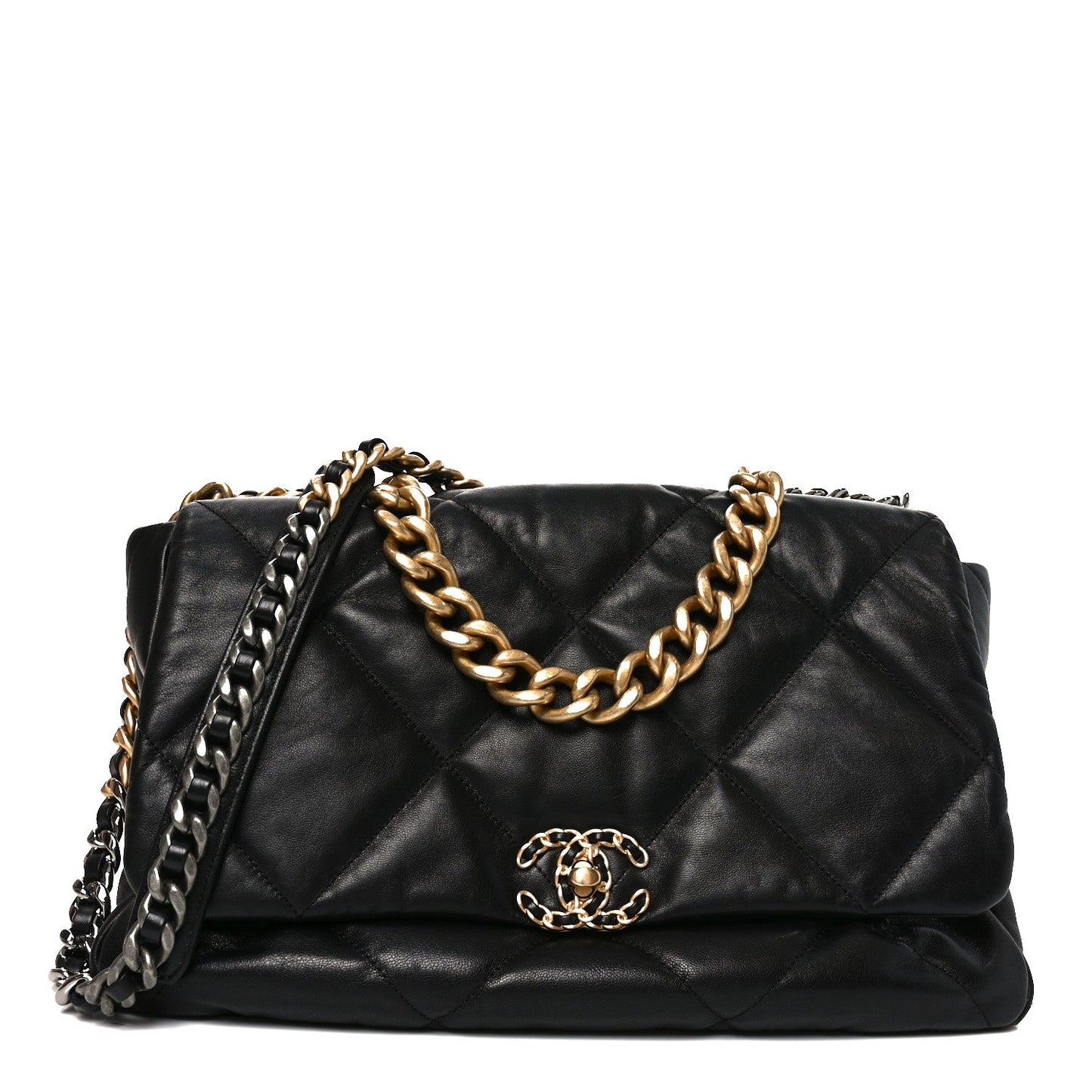 Goatskin Quilted Maxi Chanel 19 Flap Black