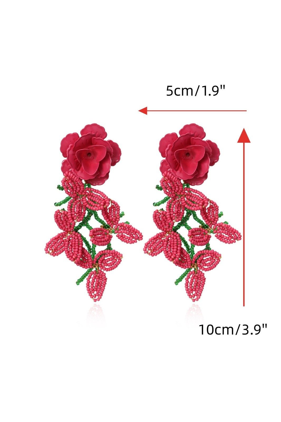 Pendientes de borlas con cuentas de pétalos florales 