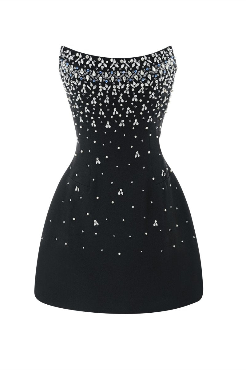 Vestido mini sin mangas con adornos de cristal de Frances 