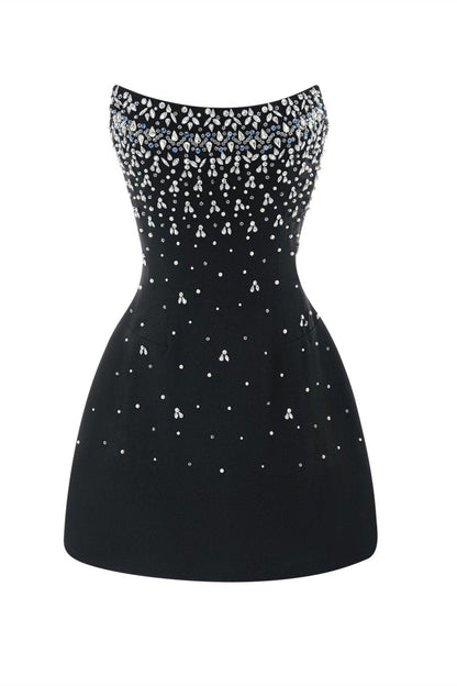 Vestido mini sin mangas con adornos de cristal de Frances 