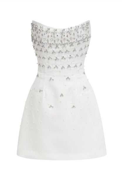 Vestido mini sin mangas con adornos de cristal de Frances 