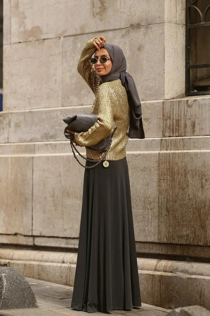 Freda Textured Metallic Knit Sweater