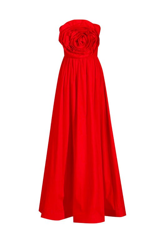 Vestido largo sin tirantes con flores de Frederica 