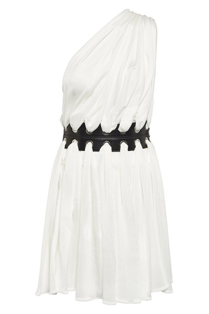 Vestido mini de un solo hombro con cinturón Gemma 