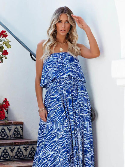 Vestido largo acampanado con estampado Gloria 