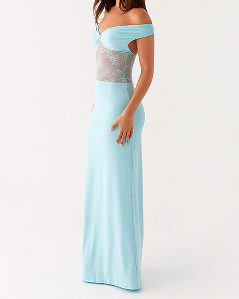 Backless Lace Panel Dress