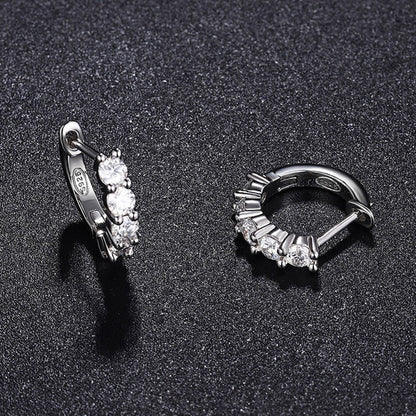 3MM Moissanite Sterling Silver Hinge Huggie Earrings