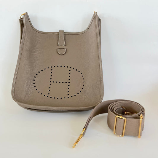 Hermes Evelyn 29 GM Shoulder Bag Etoupe