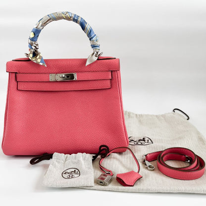 Hermes Rose Lipstick Togo Leather Kelly Retourne 28 Bag