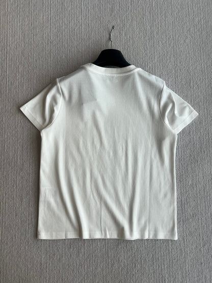 YSL 25 Letter Logo Short Sleeves T-shirt Black and White Cotton