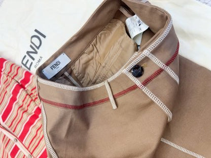 Fendi 25 Hip Skirt Khaki Cotton