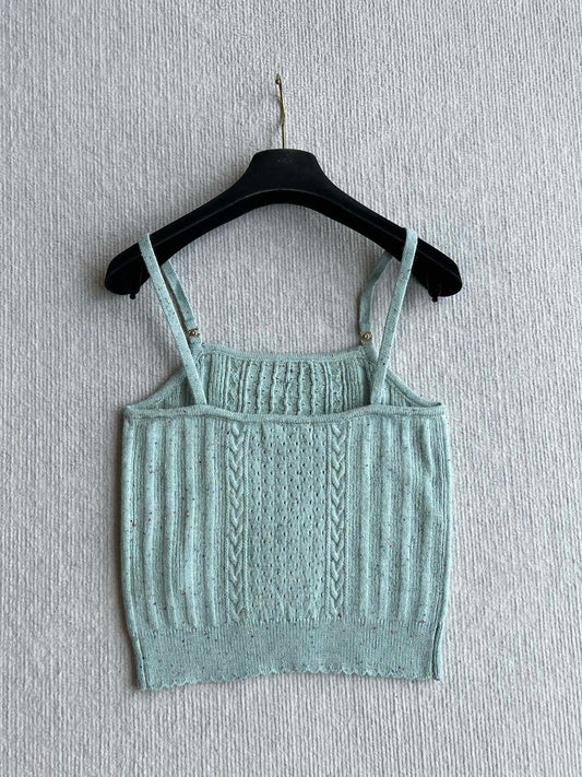 CC 25A Tank Top Mint Green Wool Gold Leaf
