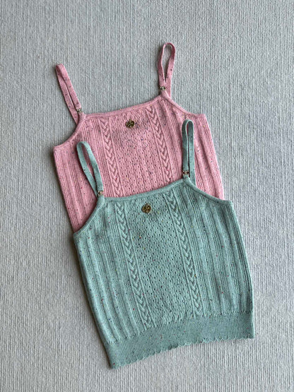 CC 25A Tank Top Pink Wool Gold Leaf