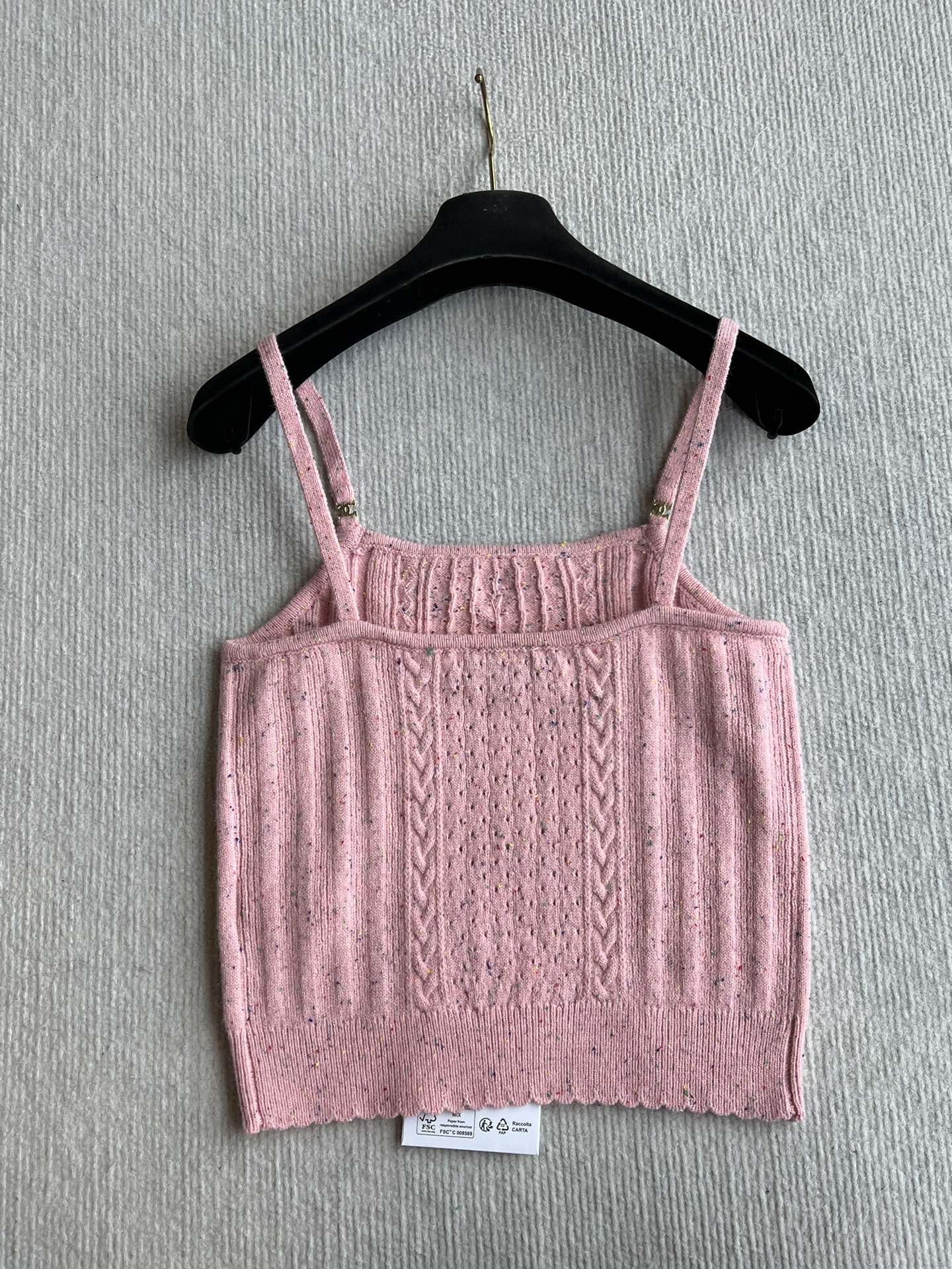 CC 25A Tank Top Pink Wool Gold Leaf