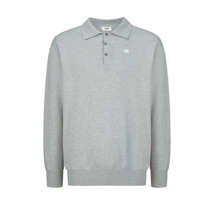 CELINE Embroidered Arc de Triomphe Knitted Polo Cotton
