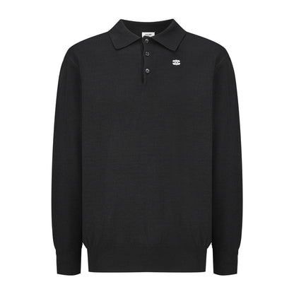 CELINE Embroidered Arc de Triomphe Knitted Polo Cotton