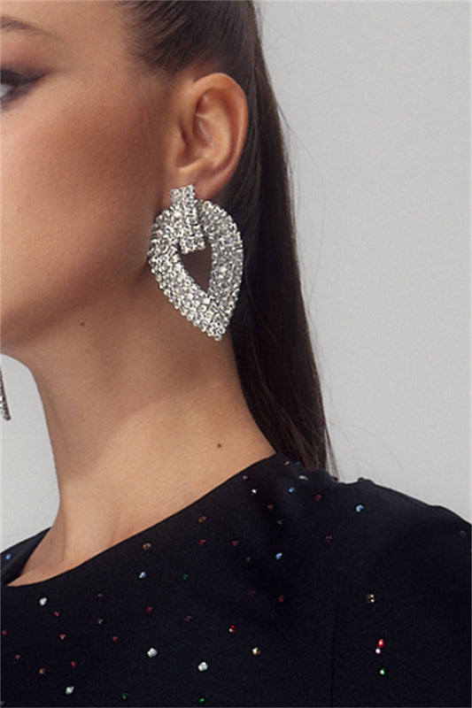 Pendientes de corazón de cristal hueco 