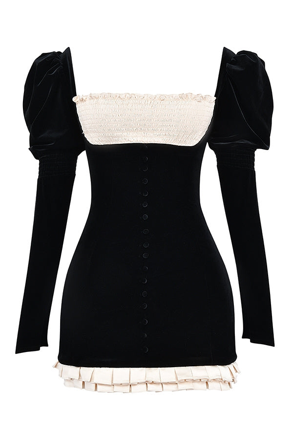 Minivestido Frederica de terciopelo con escote cuadrado 