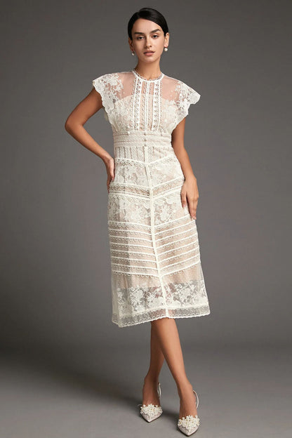 Vestido midi de malla con bordado de flores Lydia 