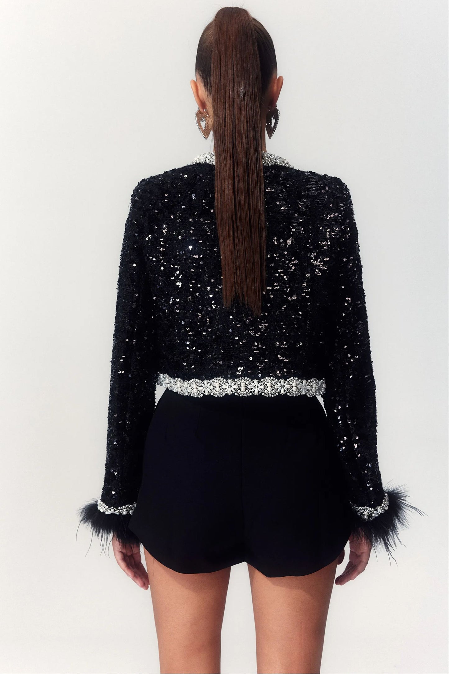 Pantalones cortos con lentejuelas bordadas de Samantha Fireworks 