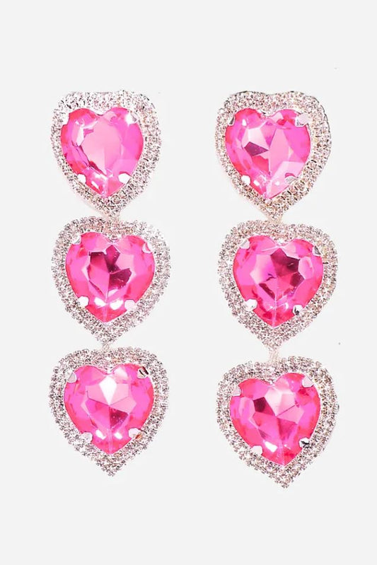Pendientes colgantes exagerados con forma de corazón 