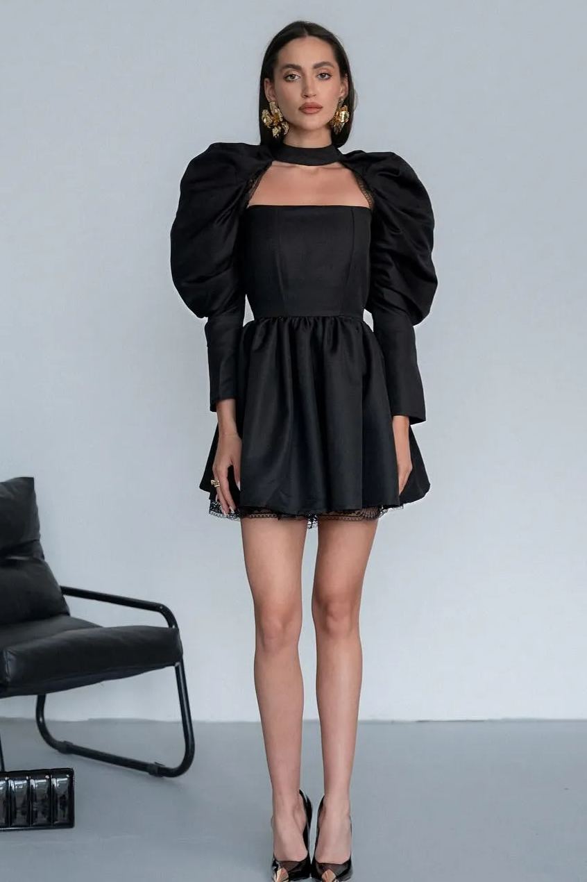 Conjunto de minivestido Bertha con mangas abullonadas 
