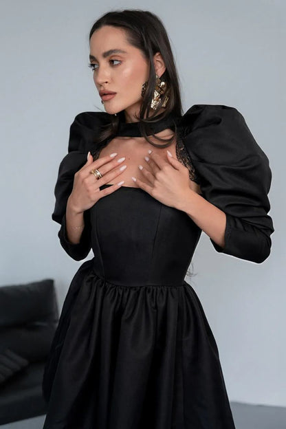 Conjunto de minivestido Bertha con mangas abullonadas 