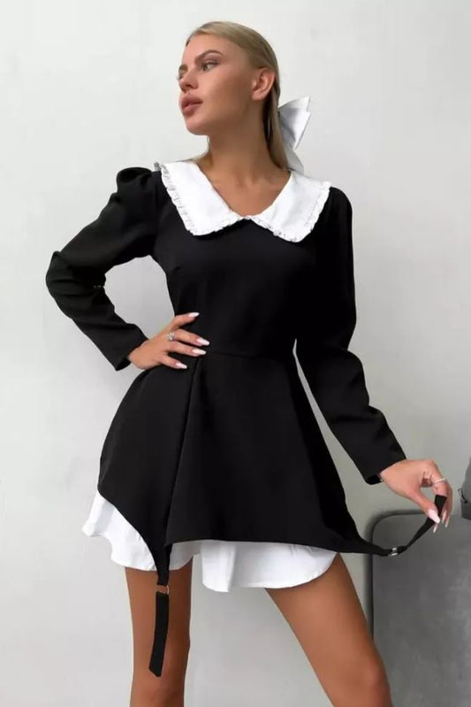 Vestido mini de manga larga con cuello Peter Pan de Setlla 