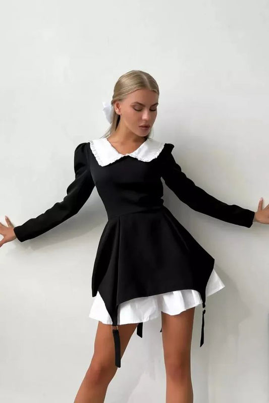 Vestido mini de manga larga con cuello Peter Pan de Setlla 