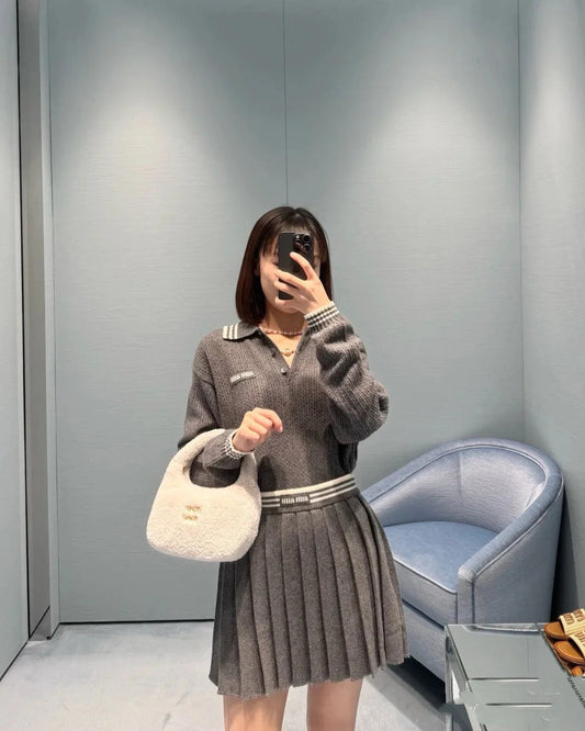 MIUMIU TOP AND SKIRT SET STYLE 373