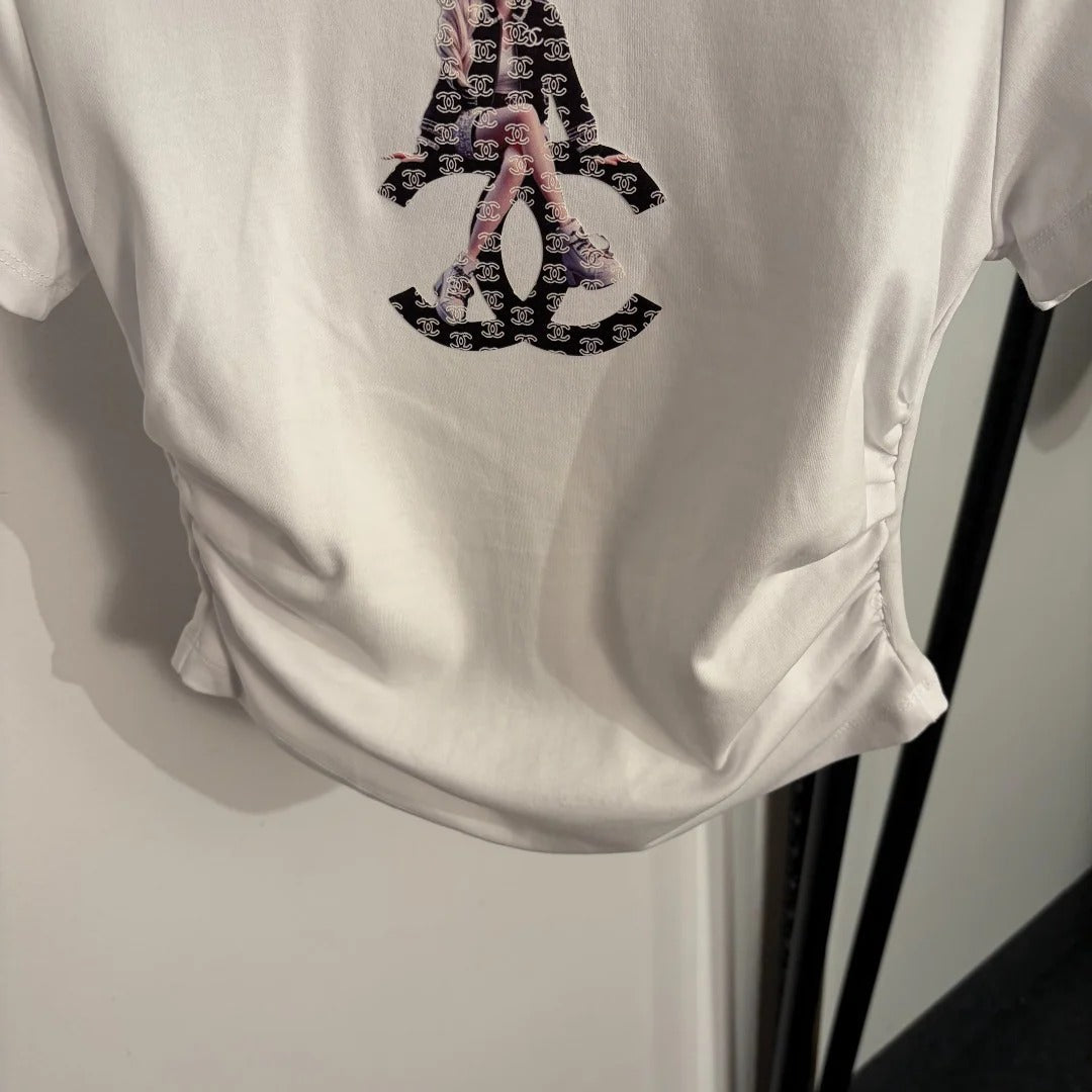 Chanel 2026 Elsa Princess Print Short-Sleeve T-Shirt White Cotton 150140
