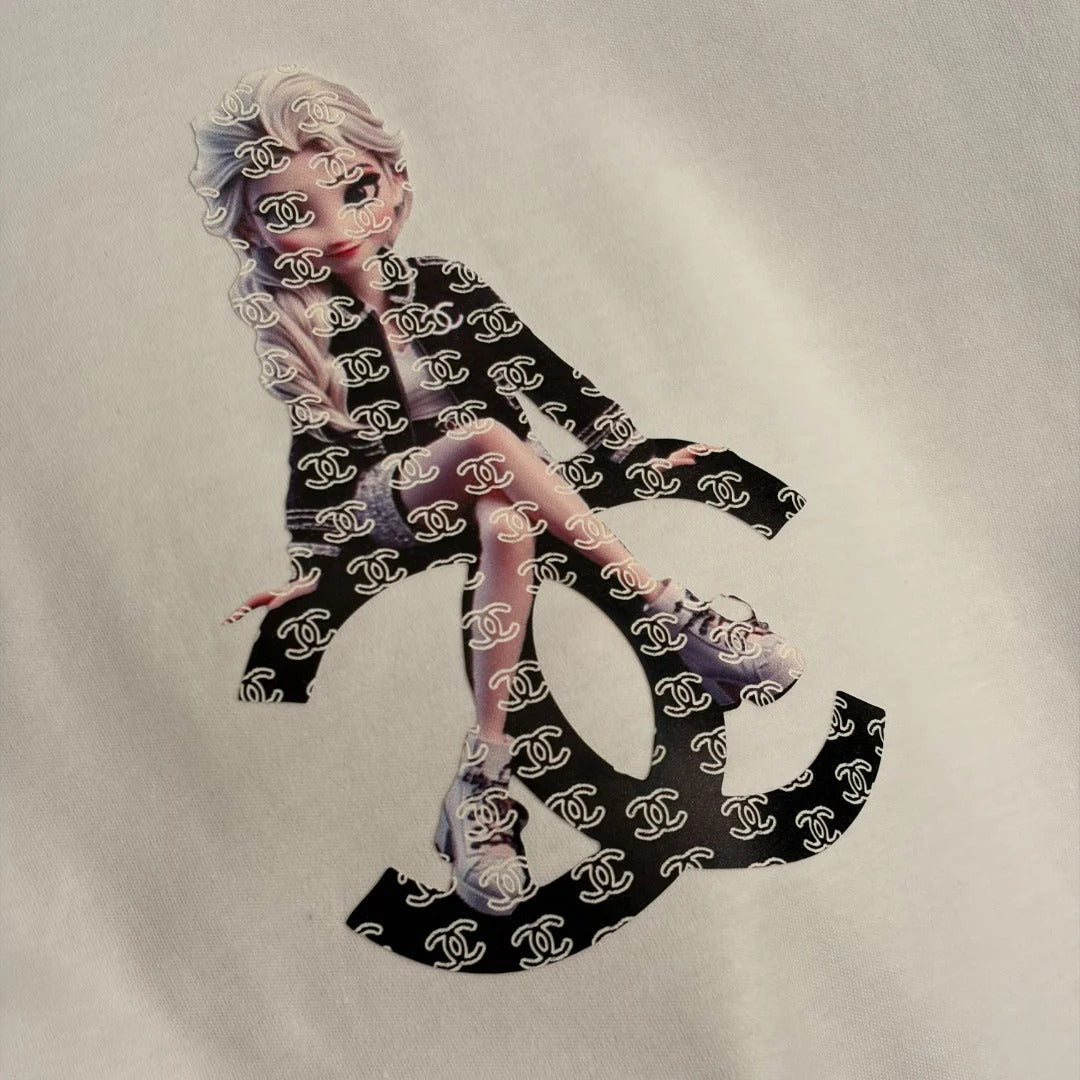 Chanel 2026 Elsa Princess Print Short-Sleeve T-Shirt White Cotton 150140
