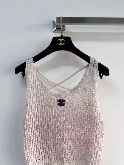 Chanel 2026 Vest Pink and Gray Wool Cashmere 166789