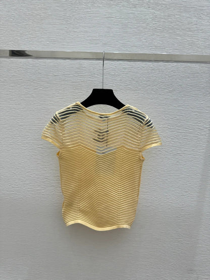 Chanel 2026 Hollow-Out Crew Neck Knitted Short-Sleeve Viscose Polyester 170694