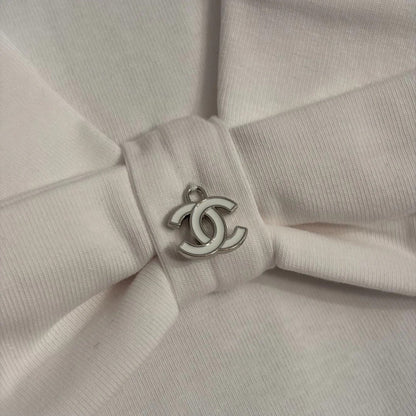 Chanel 2026 Logo Bow Short-sleeved T-shirt White Cotton 150111