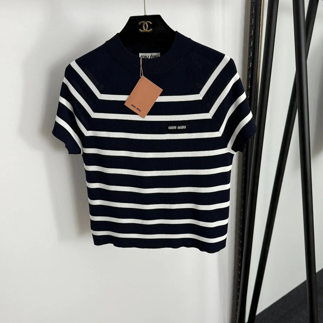 MIUMIU SHORT-SLEEVE KNIT TOP STYLE 359