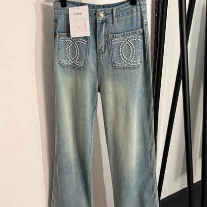 Chanel 2026 Jeans with Pearl Logo Blue Cotton 150099